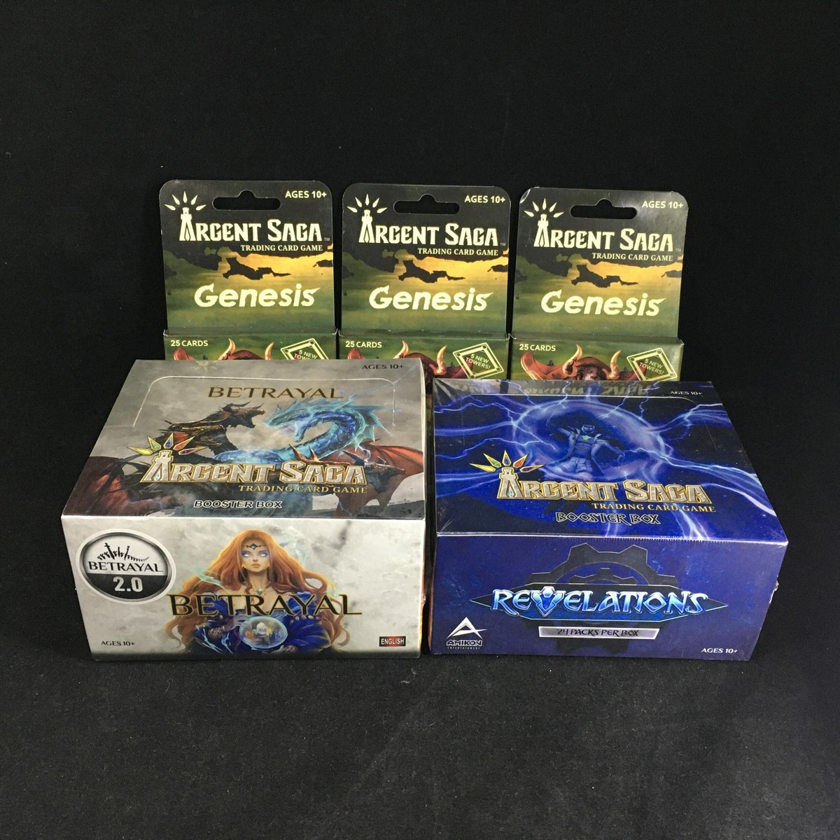 ARGENT SAGA TCG: Betrayal 2.0 + Revelations Booster Box & Expansion Pack 2  x3...