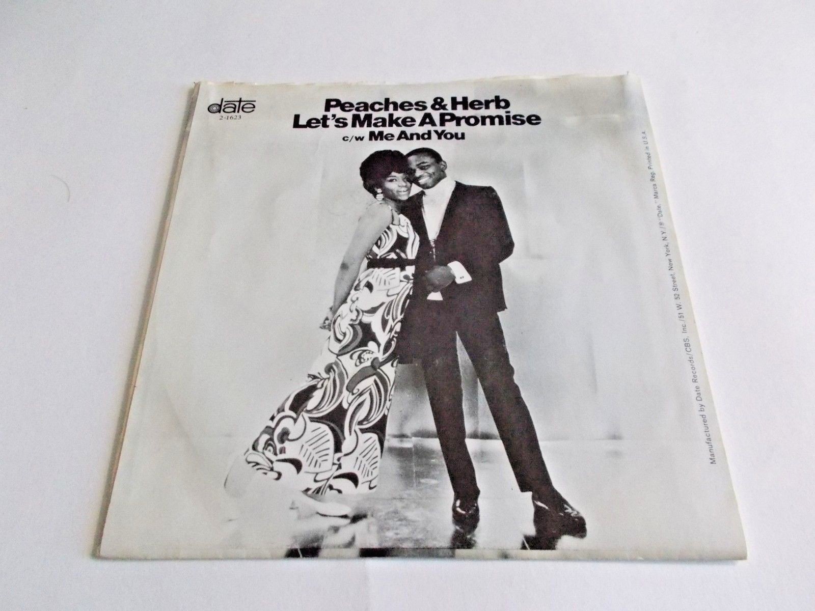 Peaches & Herb Let's Make A Promise 45 1968 Date Picture Sleeve Vinyl