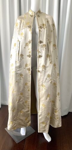 Rare Vintage 50s  jacquard Brocade asian cape silk