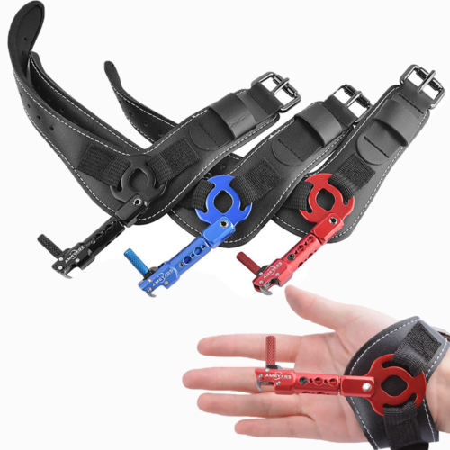 Archery Compound Bow Release Aids 360° Buckle Trigger Wrist Strap Hunting Target - Afbeelding 1 van 21