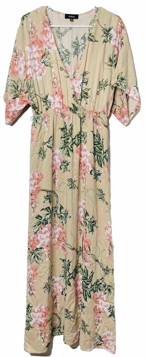 chinese dress ladies Aakaa Mauve Floral Long Sleeve Maxi Dress NWT- Size M main image 0