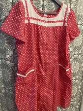 Vintage Carole MuMu house dress zip up 2X NWOT Pink Polka Dot