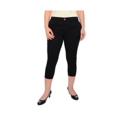 Faded Glory Pants Women's Size Black Capri Chino --H8--