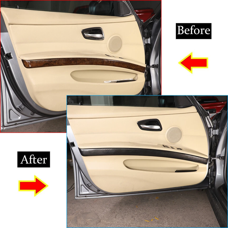 Cubierta estilo carbono adorno panel puerta interior para BMW Serie 3 E90 05-12 Foto 2 de 4