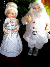 VNTG 13 Santa Mrs Claus MCM Christmas Decor Styrofoam Fabric Sweet REDUCED