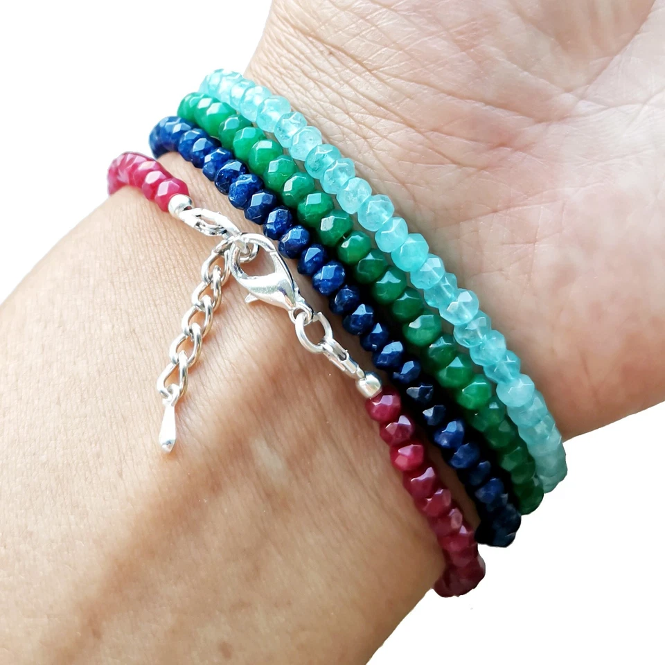 Bailysbeads Armband Rubin Smaragd Saphir Aquamarin Peridot Onyx Armkettchen usw. - Bild 4 von 4