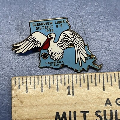 Vintage 1983 Clearview, Louisiana Lions Club Pin Stork