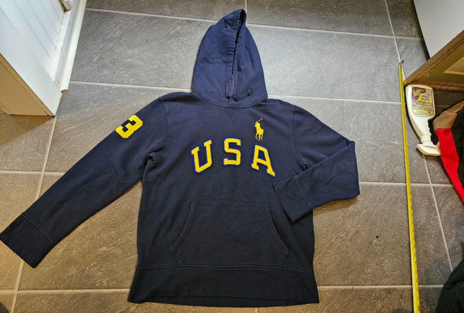 FELPA CON CAPPUCCIO VINTAGE ANNI '90 POLO RALPH LAUREN BIG PONY USA RICAMATA TAGLIA L