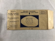 1930's Vermont Motor Vehicle Department License Plate Envelope, Unused?