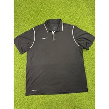 Nike Golf Dri-FIT Polo Shirt Mens XL Black White Piping Short Sleeve Swoosh Logo