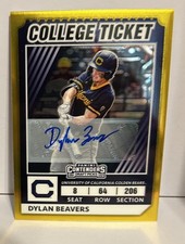 2022 PANINI ELITE EXTRA EDITION COLLEGE TICKET GOLD DYLAN BEAVERS AUTOGRAPH /99