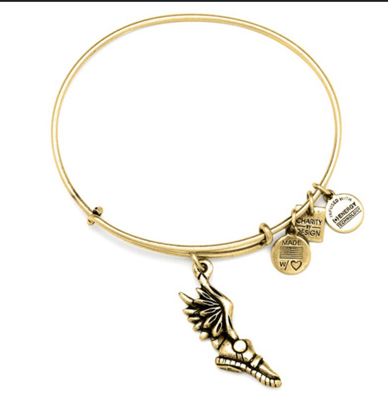 ALEX & ANI Champion Hermes Winged Shoe Bronze Charm Bangle  Bracelet New In Box