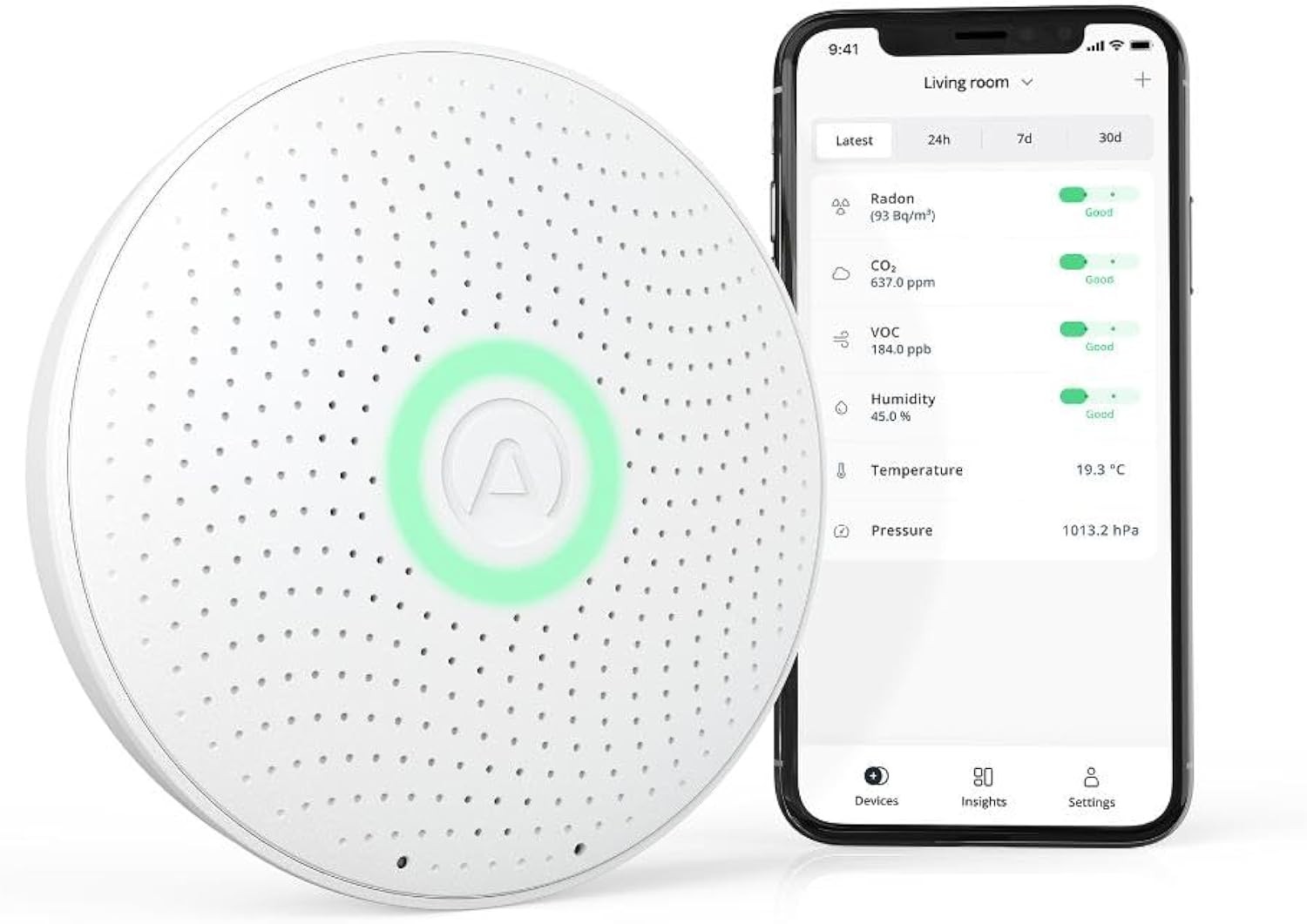 Airthings Wave Plus Radon & Air Quality Monitor CO2 VOC Humidity Temp Detector - Image 2