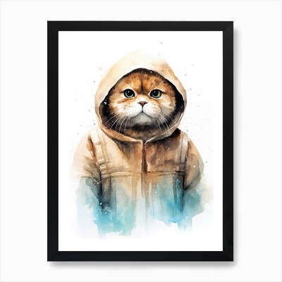 Scottish Fold Cat As A Jedi 1 Kunst P gerahmtes Wandbild Poster Leinwanddruck Bild