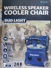 Bud Light Wireless Speaker Cooler Chair Bluetooth -NEW Holds Up 250 Pounds 