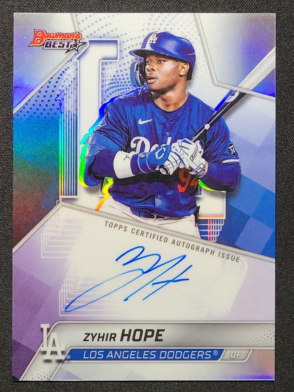 2025 BOWMAN'S BEST ZYHIR HOPE B25-ZH RC REFRACTOR BEST OF AUTO AUTOGRAPH DODGERS