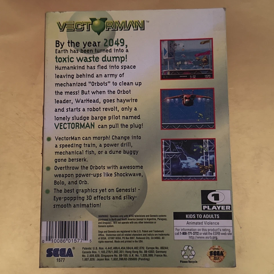 VectorMan Sega Genesis Brand New Cartridge In Box With Manual - Image 3 of 3