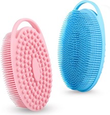 Soft Silicone Body Scrubber Loofah - 2 Pack Rubber Loofah 2 in 1 Bath and Shampo