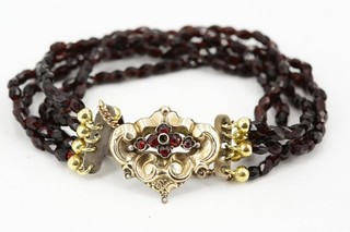 Böhmischer Granatschmuck Armband Walzgold Länge 18 cm mehrreihig antik 14 75 g
