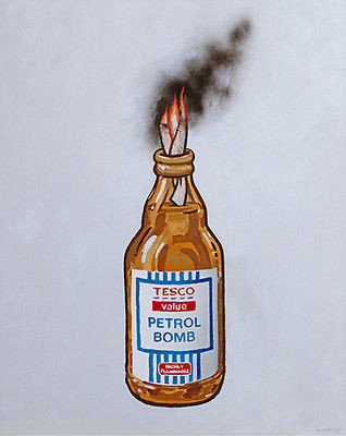 BANKSY PETROL BOMB GRAPHIC DESIGN ART GICLEE PRINT FINE CANVAS