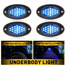 4X Blue LED Rock Lights Underbody Light For JEEP Offroad Truck UTV ATV Boat Y
