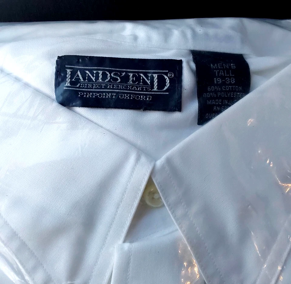 VINTAGE Lands End NOS Mens Button Down SZ.19-38 Big &Tall MADE IN USA - Image 4 of 4