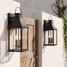 2 Pack 20" Outdoor Wall LED Light Exterior Lantern Sconce Porch Black Fixture