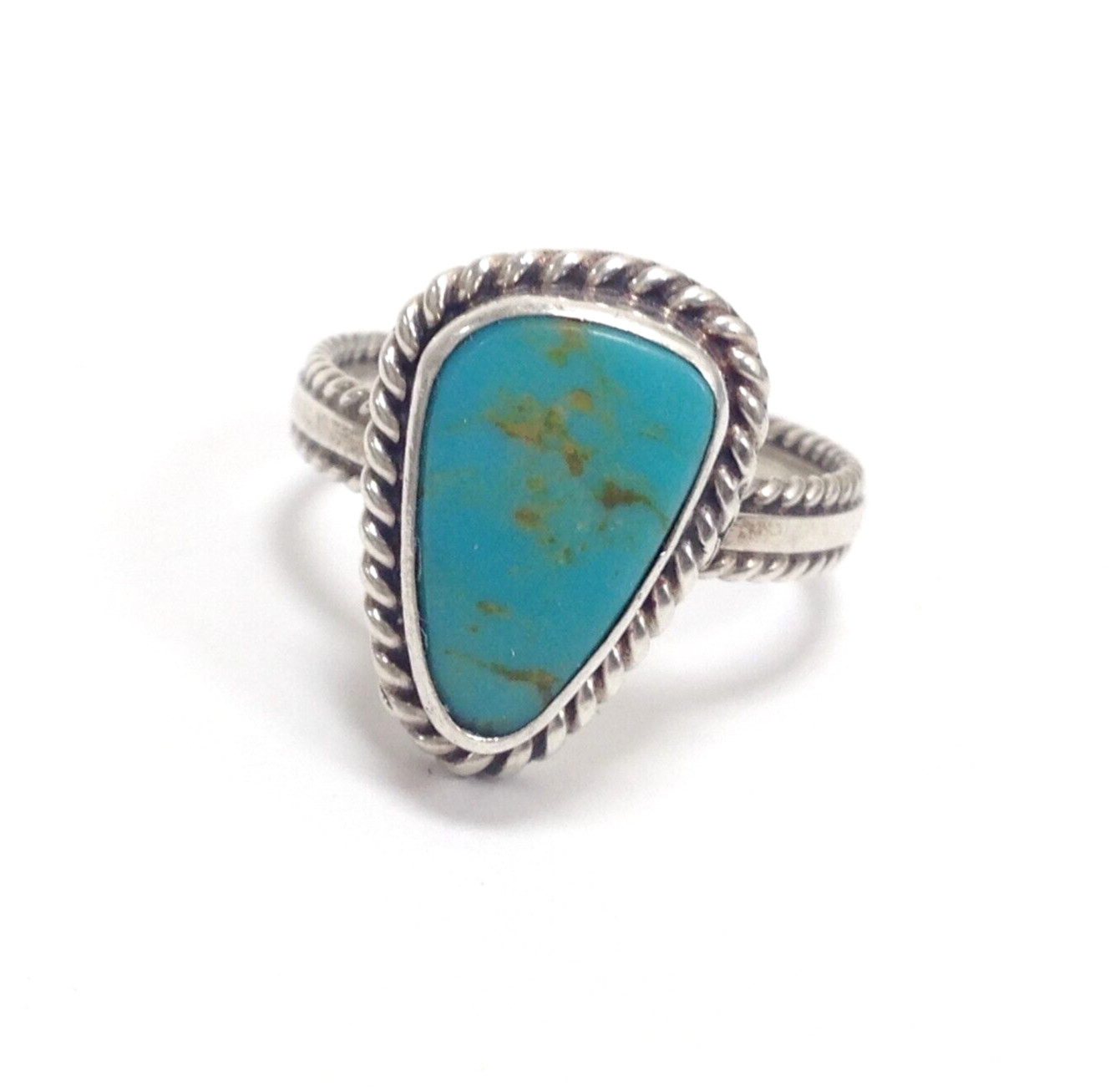 Unsigned 925 Sterling Silver Triangular Turquoise… - image 1