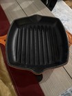 Le Creuset France #20 Blue Square Enameled Cast Iron Grill Pan  — photo 4