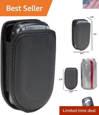 Versatile Flip Phone Case for Clamshell Phones - Stylish Black Faux Leather