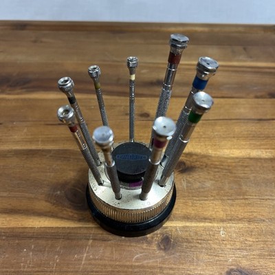 Vintage Favorite Swiss Watchmaker Jeweler Screwdriver Set Stand Precision Tools