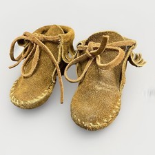 Minnetonka Moccasin Infant Unisex 4 Soft Sole Brown Suede Fringe Bootie