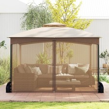 Outdoor Pavilion Shelter 365 x 300 cm Patio Gazebo with Netting Walls-Khaki
