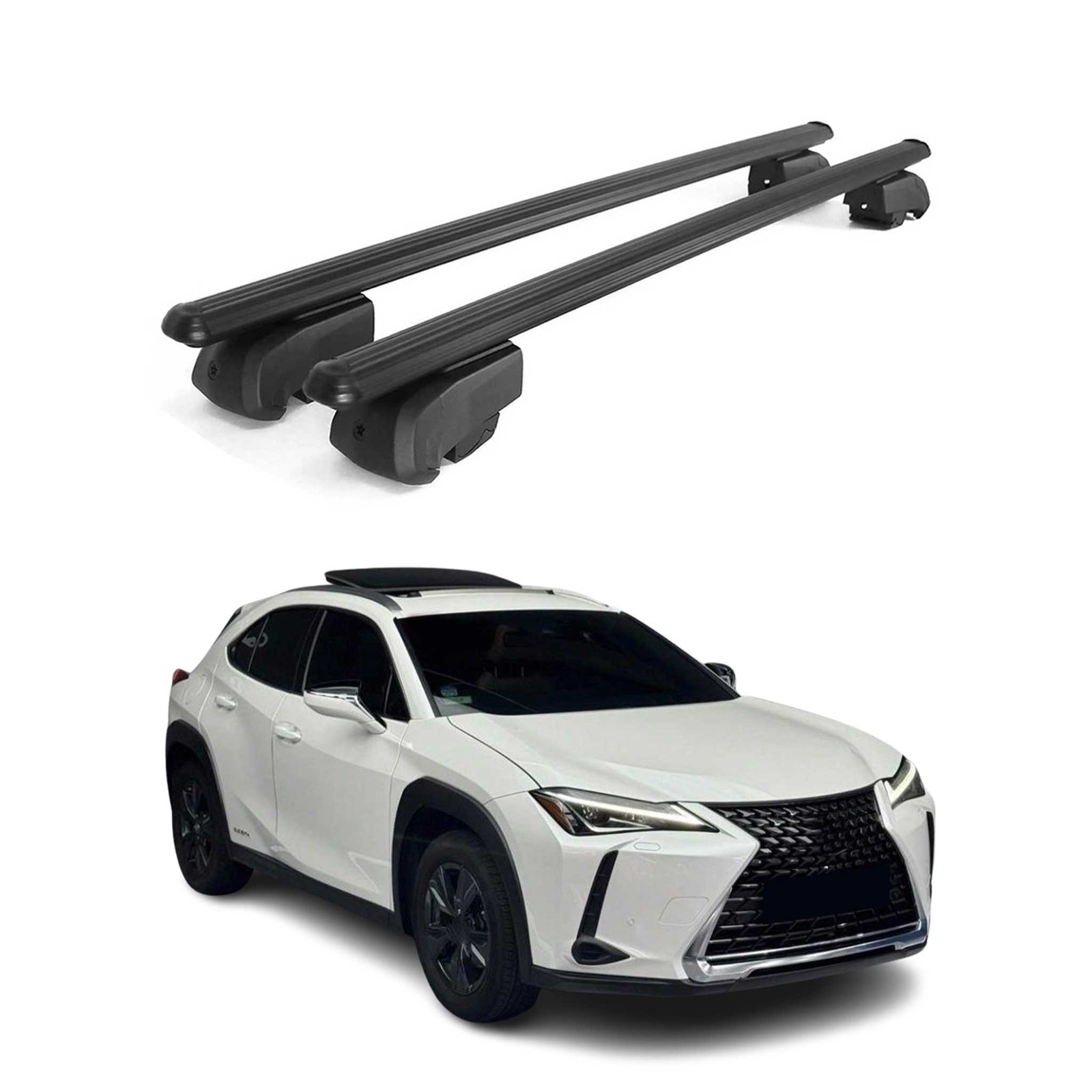 Barres de toit en aluminium noir pour Lexus UX 2019-2021