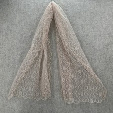 VTG Mauve Sheer Lace Scarf Wrap Shawl Table Overlay Elegant Floral Trim 19"X56"