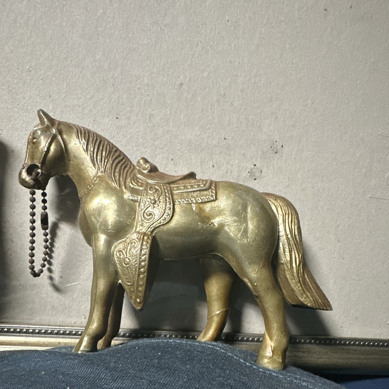 Metal Horse Figurine - Horse Animal Class Metal Decor with Saddle Detail