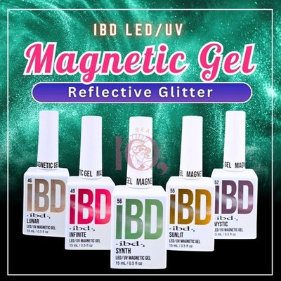 ibd MAGNETIC GEL Soak-off Gel Reflective Glitter, Shimmer 0.5oz *Pick Any*