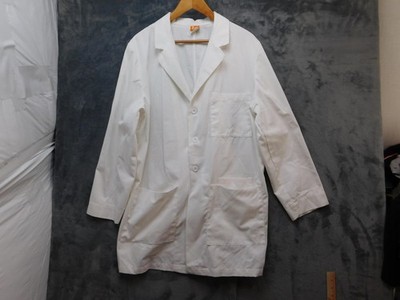 ICU By Barco Long Lab Coat Mens Large White 3 Pocket Medical Uniform Jacket