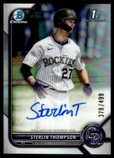 2022 Bowman Draft Chrome Pick Autographs Refractor Sterlin Thompson Auto 378/499