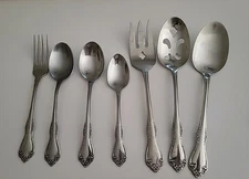 Set Of 7 Oneida MANSFIELD Stainless Serving Set, Spoons & Fork