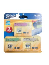 BROTHER M 3 PACK ME793 TAPE 3/8" ME-21 M 721 921 BLACK PINK GREEN SILVER OEM NIB