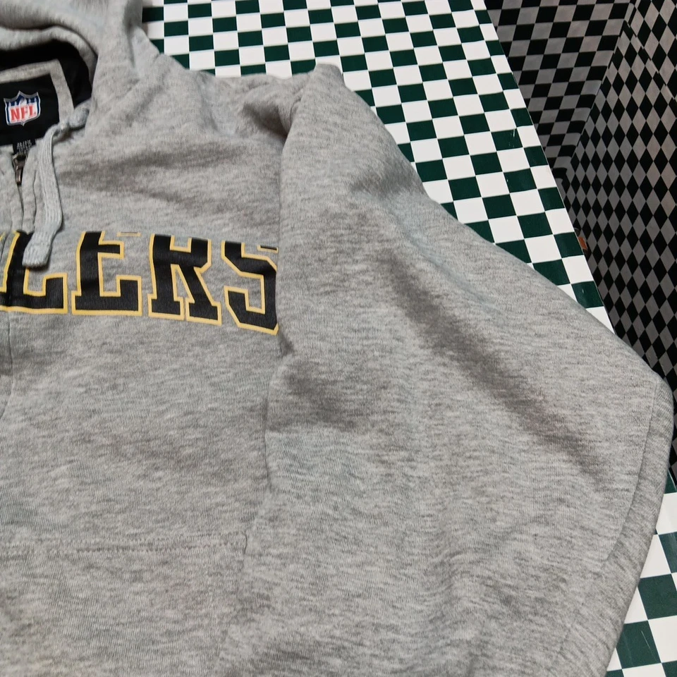 Pittsburgh Steelers Full Zip Gray Hoodie Lined NFL Football Size XL - Image 4 of 4