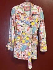 Fiorucci Y2K Pop Art Celebrity Edition Pink graphic print belted trench coat XS