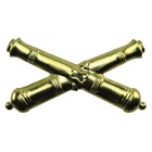 US/CS Civil War Kepi Hat Badge Stamped Brass Crossed Cannon Uniform Insignia Pin