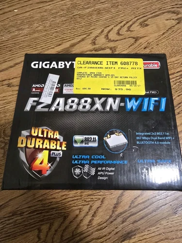 Gigabyte F2A88XN-WIFI Motherboard 802.11 AC with Install Disks And Antenna