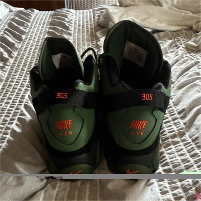 Nike Air Barrage Mid Top Green Black Orange Men's Athletic