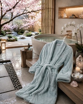 Restoration Hardware RH Luxury Plush Spa Robe M 2016 Mint Bath Robe Luxury Chic