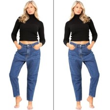 EX H&M Jeans Womens Mom Fit Denim Blue jeans Ladies Relaxed Trouser Pants