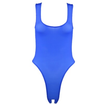 Womens One Piece Hi-cut Thong Leotard Bodysuit Crotchless