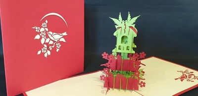 Schöne 3D Pop Up Vogelnest/Haus Karte (Geburtstag, gesund werden, Danke, jede Occa